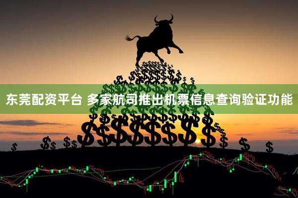 东莞配资平台 多家航司推出机票信息查询验证功能